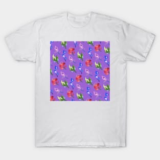 Inazuma Flowers Print (Purple) T-Shirt